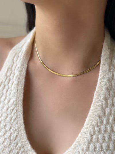 316L Wide Snake Gold Chain 百搭扁蛇骨扁鍊5