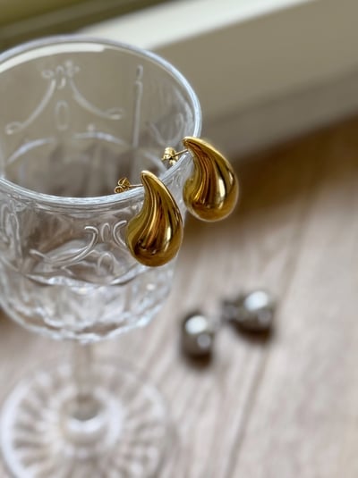 18K Chunky Waterdrop Earrings 經典水滴耳環1