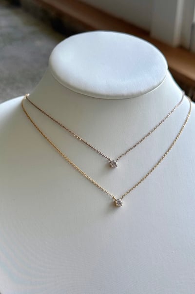316L 4-Prong CZ Solitaire Necklace 經典四爪單鑽項鍊2