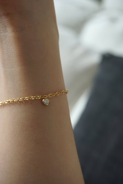 316L Bezel CZ Chain Bracelet 精美雕刻包邊單鑽手鍊1