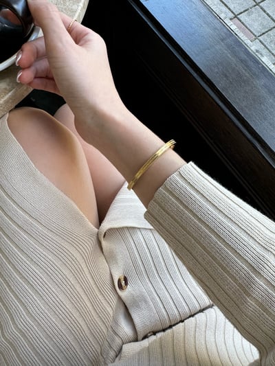 18K Milgrain Edge Gold Bangle 金邊雕刻手環2