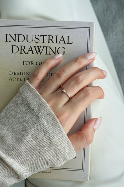 S925 Curved Pavé Wishbone Ring V型鑽造型戒指3