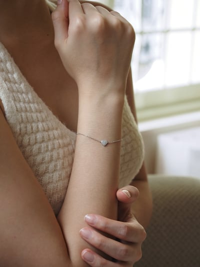 S925 Heart Shaped Diamond 鑲鑽愛心手鍊4