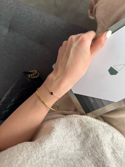 316L Small Waterdrop Bracelet 水滴黑瑪瑙白貝手鍊2