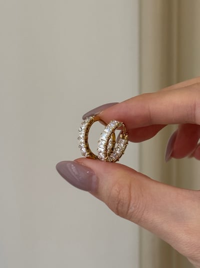 18K Full Diamond Hoops 大滿鑽耳環2