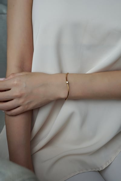 316L Minimalist CZ Cuff Bangle 單鑽流線手環5
