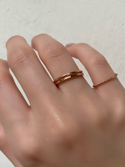 18K Thin Diamond Ring 單鑽三鑽細戒2