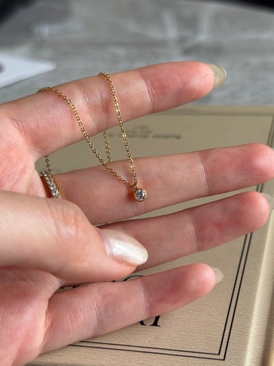 316L Round Diamond Necklace 經典包邊圓鑽項鍊4