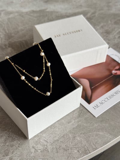 316L Mini Pearl and Gold Ball Necklace 迷你珍珠小金球項鍊4