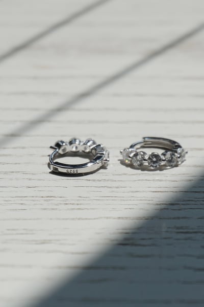 S925 Sparkling CZ Row Hoop Earrings 經典圓排鑽耳扣1