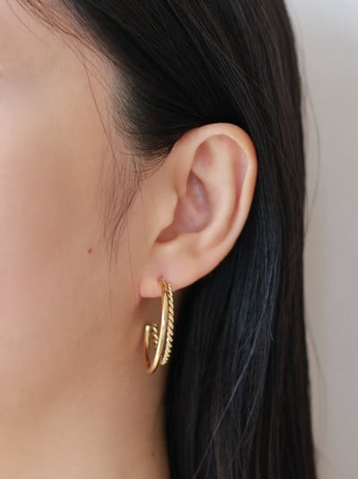 316L Shaped Twist Earrings 造型麻花大耳圈1