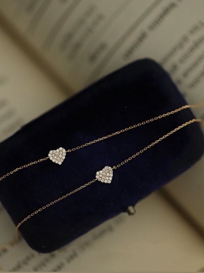 S925 Heart Shaped Diamond 鑲鑽愛心手鍊1