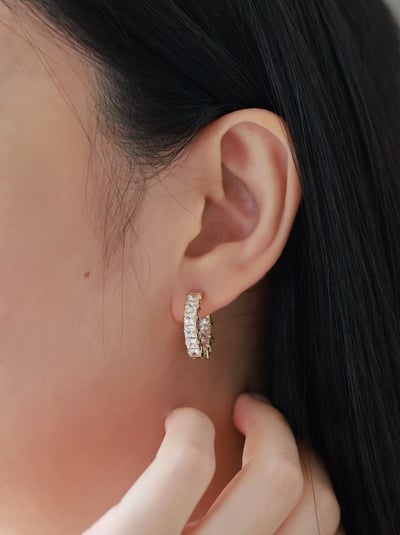 18K Full Diamond Hoops 大滿鑽耳環5