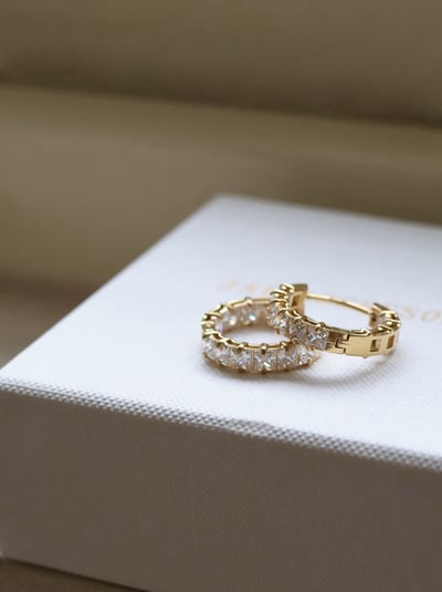 18K Full Diamond Hoops 大滿鑽耳環1