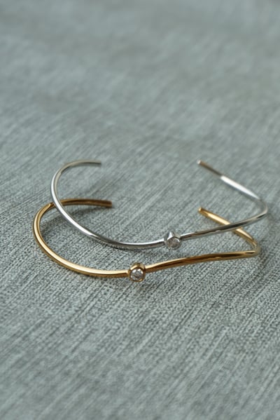 316L Minimalist CZ Cuff Bangle 單鑽流線手環2