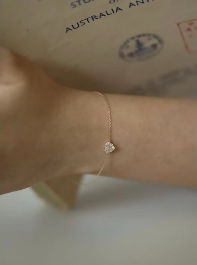 S925 Heart Shaped Diamond 鑲鑽愛心手鍊3