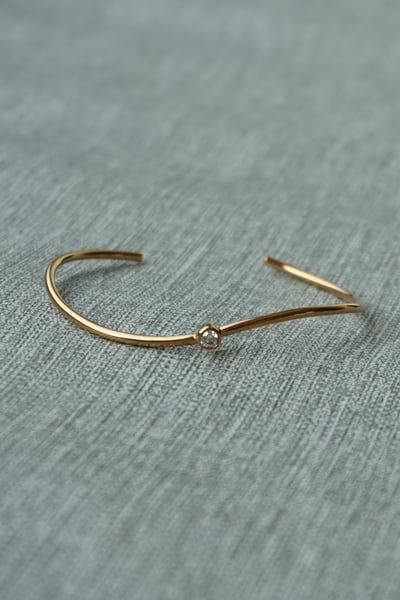 316L Minimalist CZ Cuff Bangle 單鑽流線手環1