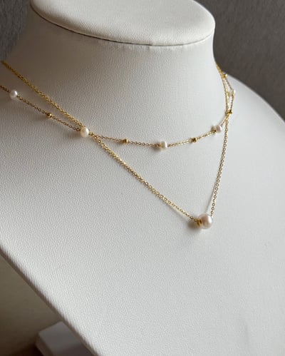 316L Mini Pearl and Gold Ball Necklace 迷你珍珠小金球項鍊3
