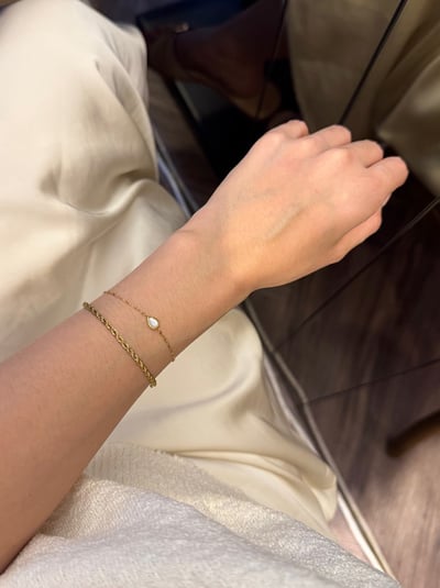 316L Small Waterdrop Bracelet 水滴黑瑪瑙白貝手鍊3