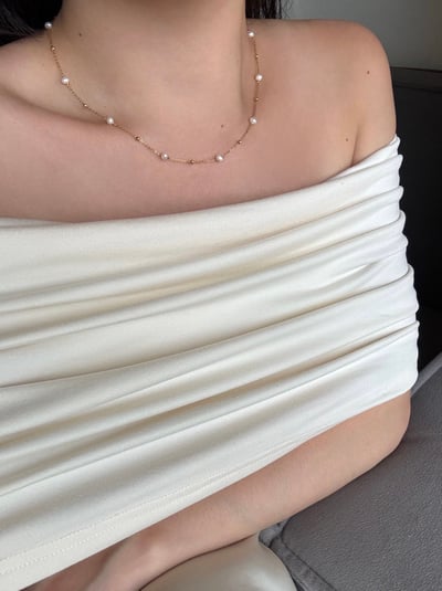 316L Mini Pearl and Gold Ball Necklace 迷你珍珠小金球項鍊5