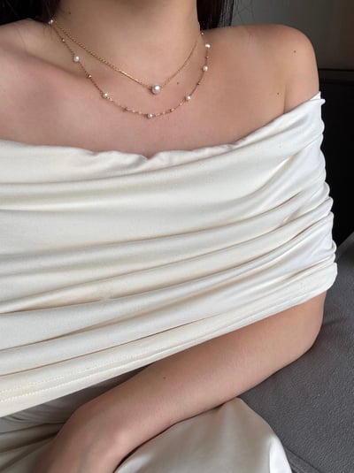 316L Mini Pearl and Gold Ball Necklace 迷你珍珠小金球項鍊6