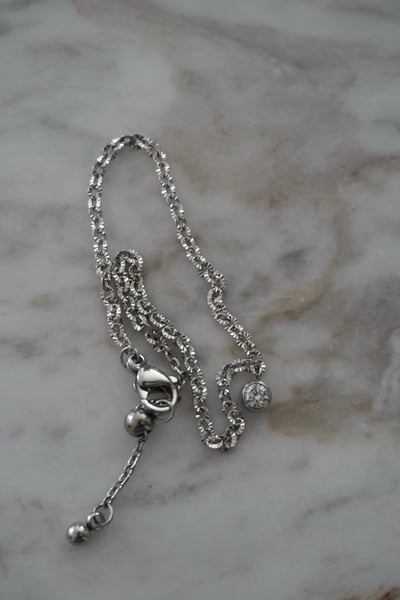316L Bezel CZ Chain Bracelet 精美雕刻包邊單鑽手鍊5