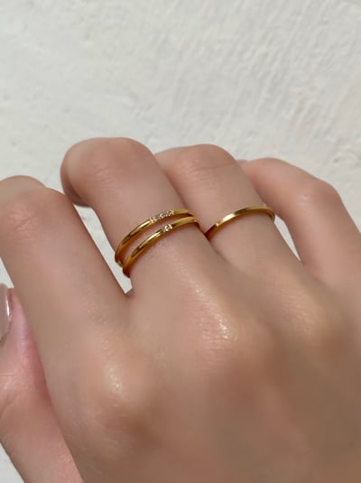 18K Thin Diamond Ring 單鑽三鑽細戒3