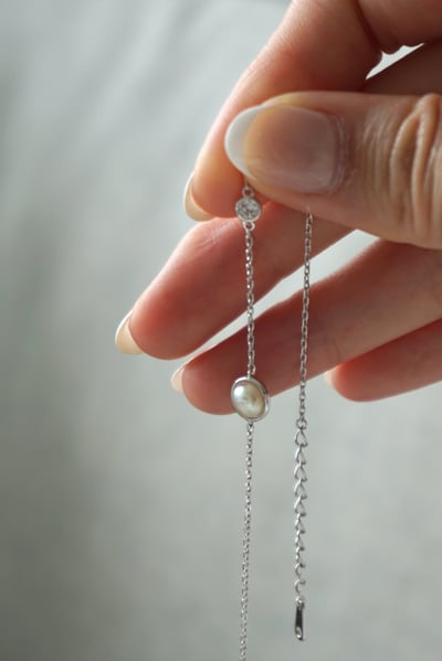 S925 The Orbit Pearl Bracelet包邊珍珠單鑽手鏈5