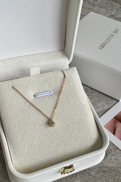 316L Bezel CZ Solitaire Necklace 經典包邊圓鑽項鍊1