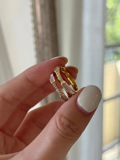 18K White Shell Diamond Ring 白貝微鑲戒3