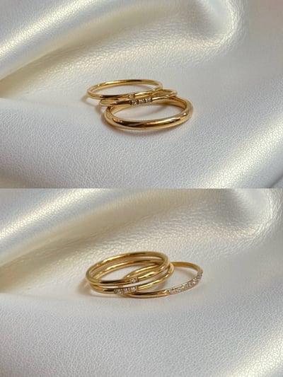 18K Thin Diamond Ring 單鑽三鑽細戒1