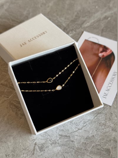 316L Small Waterdrop Bracelet 水滴黑瑪瑙白貝手鍊5