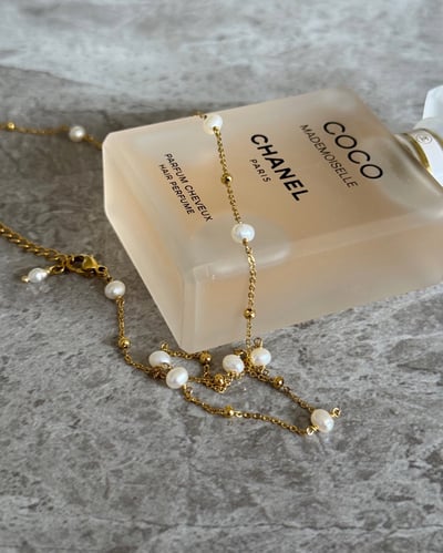 316L Mini Pearl and Gold Ball Necklace 迷你珍珠小金球項鍊2