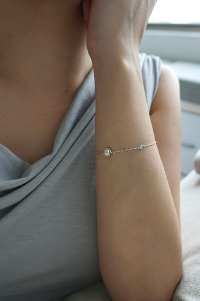 S925 The Orbit Pearl Bracelet包邊珍珠單鑽手鏈3