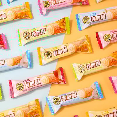 年貨徐福记卷心酥牛奶味草莓味夹心蛋卷饼干零食结婚待客零食批发 質保12月4