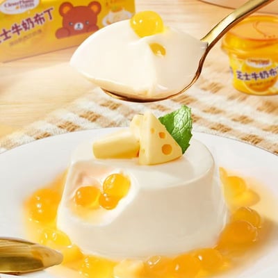 巧媽媽原味白桃味芝士啵啵布丁辦公室下午茶兒童零食必備1袋5盒250克/165克 質保12月6