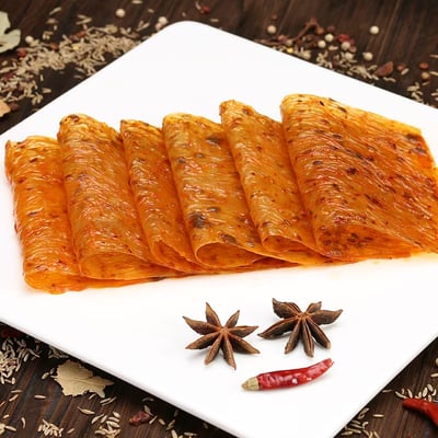 老式大辣片8090后兒時休閑零食網紅辣條辣片豆皮小吃 68克/包 質保6個月6