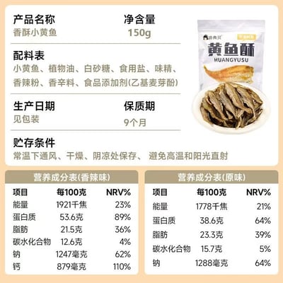 抖音同款150克饞典貝香酥小黃魚即食正宗小黃魚零食 酥香爽脆7