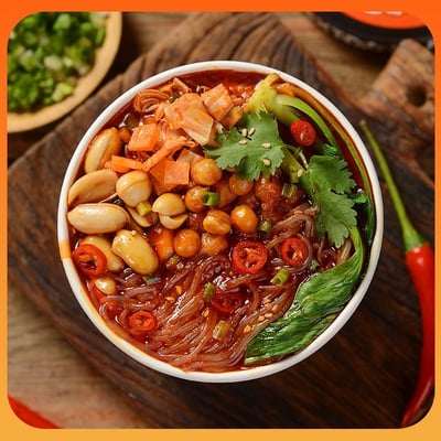 吞食獸超大桶重慶酸辣粉寬粉細粉升級8包料超滿足速食方便粉面 質保10月3