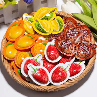 3D水果榴莲糖草莓糖创意奶糖 散装随身零食办公室网红零食 糖果批发 質保12月5