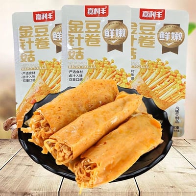 嘉利豐豆卷夾心竹筍海帶絲金針菇豆卷豆皮香辣開胃休閑零食深夜飽腹小吃 質保9月12