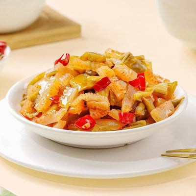 超友味魔芋貢菜鮮辣味開袋即食網紅休閑零食獨立包裝下飯菜 100克/袋 質保9個月2