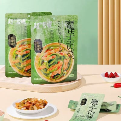 超友味魔芋貢菜鮮辣味開袋即食網紅休閑零食獨立包裝下飯菜 100克/袋 質保9個月1