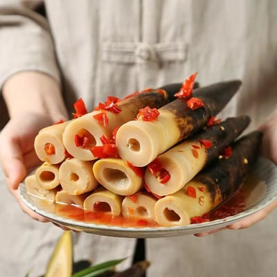 手剝筍開袋即食酸辣開胃網紅泡椒手剝筍新鮮脆嫩竹筍500克/袋 質保12月10