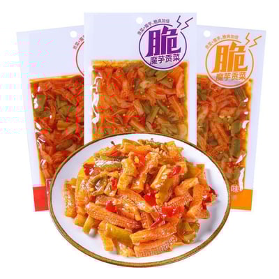 超值裝魔芋貢菜70g大袋裝酸辣香辣蒜香3味醬腌菜零食大包即食下飯菜爆款 質保9月2