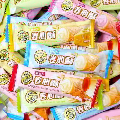 年貨徐福记卷心酥牛奶味草莓味夹心蛋卷饼干零食结婚待客零食批发 質保12月3