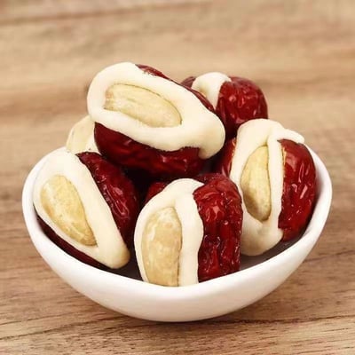 腰果泡芙枣500g独立包装夹心腰果奶泡芙枣干果零食香甜酥口回味无穷 质保9个月6