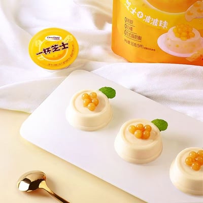 巧媽媽原味白桃味芝士啵啵布丁辦公室下午茶兒童零食必備1袋5盒250克/165克 質保12月2