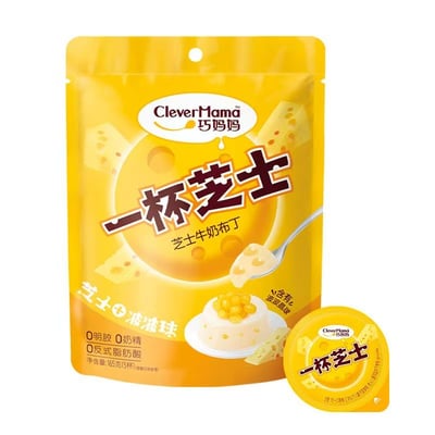 巧媽媽原味白桃味芝士啵啵布丁辦公室下午茶兒童零食必備1袋5盒250克/165克 質保12月1