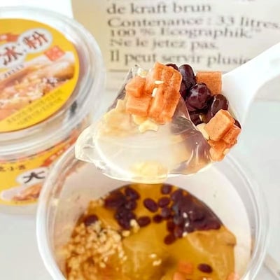 夏季網紅清涼飲品大碗冰粉涼粉即食桶裝果凍布丁450克大份量 質保12月6